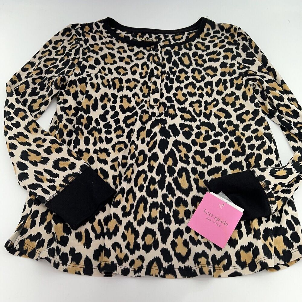 Kate Spade Leopard Print Blouse Size Medium NWT